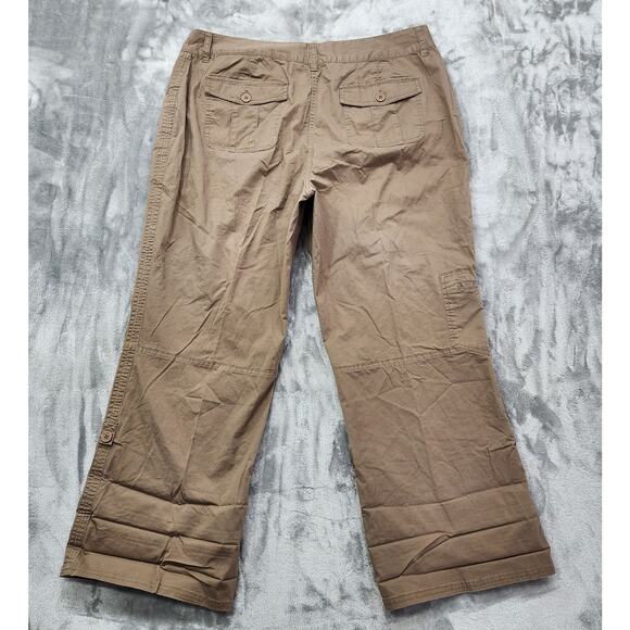 Style&Co Pants Womens 18W Brown Khaki High Rise Cargo Capri Roll Tab Hem Stretch - Picture 4 of 12